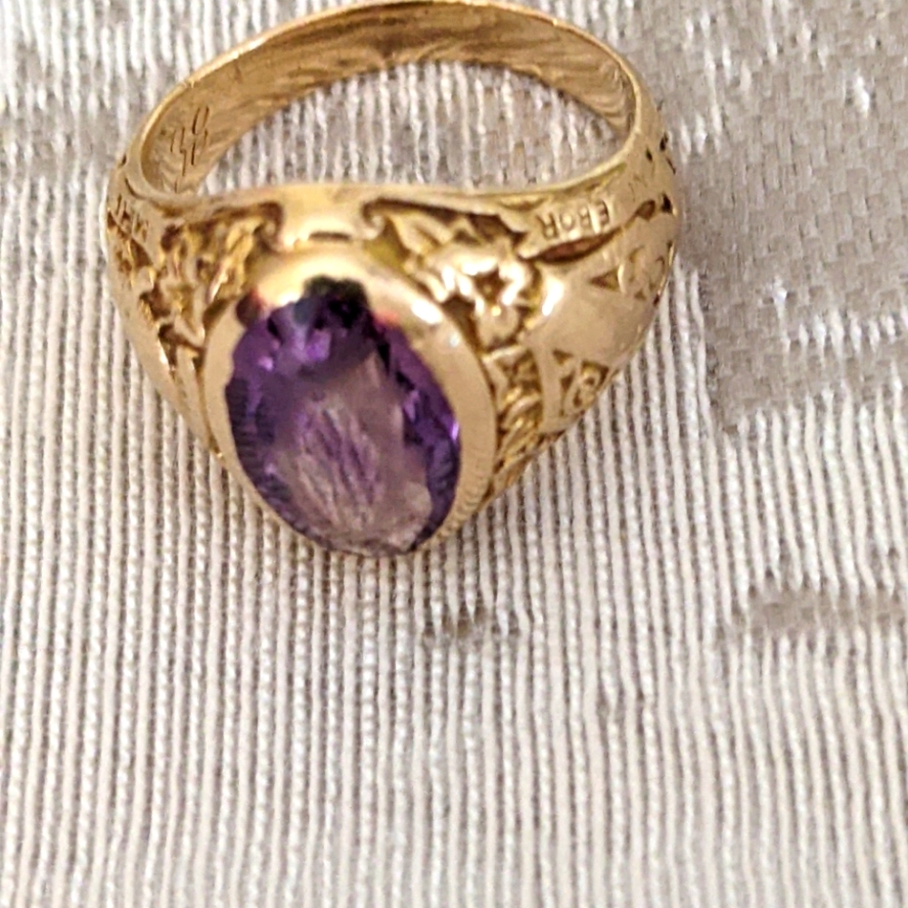 14K 💛 GOLD AMETHYST SIGNET LADIES RING - Picture 4 of 9